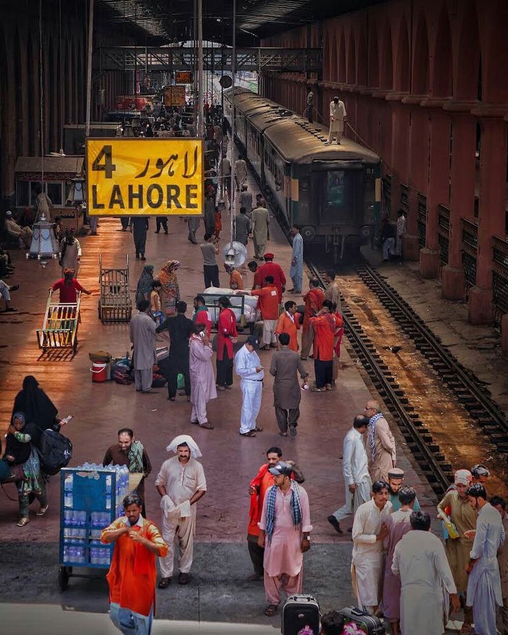 Lahore street scene with LAHORE sign